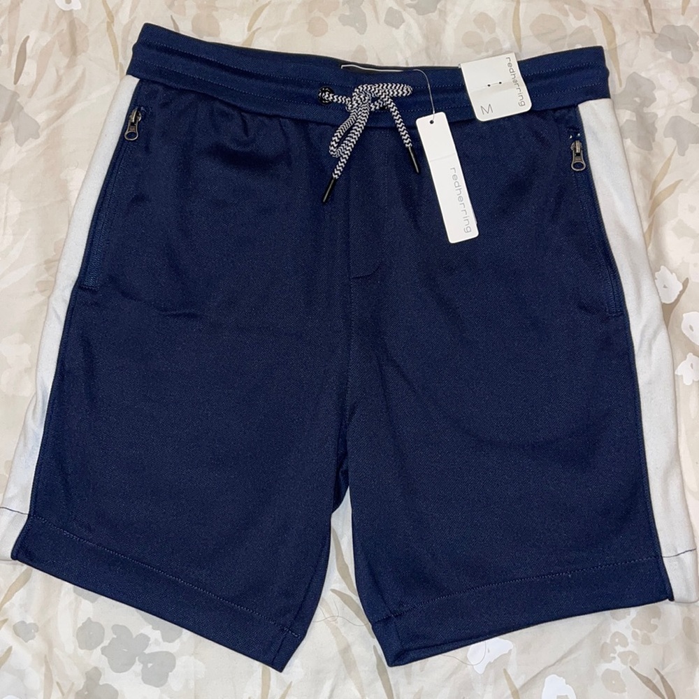 NWT UK Brand Red Herring Side Stripe Men’s Knit Shorts